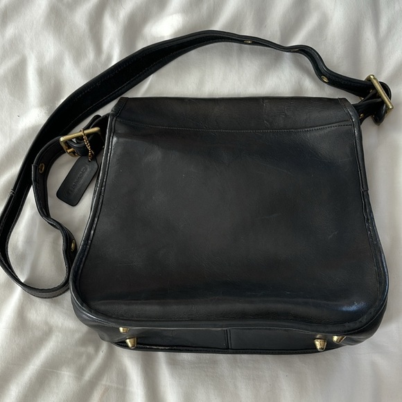Vintage Coach Stewardess Bag Black Crossbody Messanger Bag - Picture 2 of 16